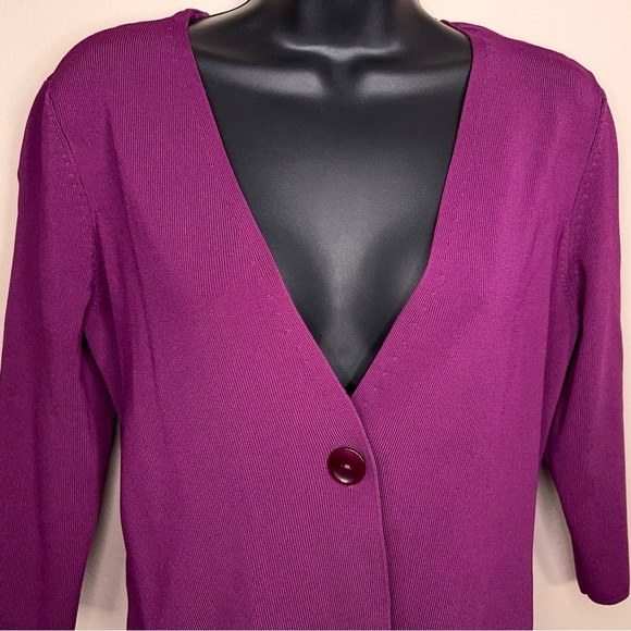 Vintage 90s George Small Purple Knit Cardigan Sweater  3/4 Sleeve  Stretch Retro - Picture 12 of 12